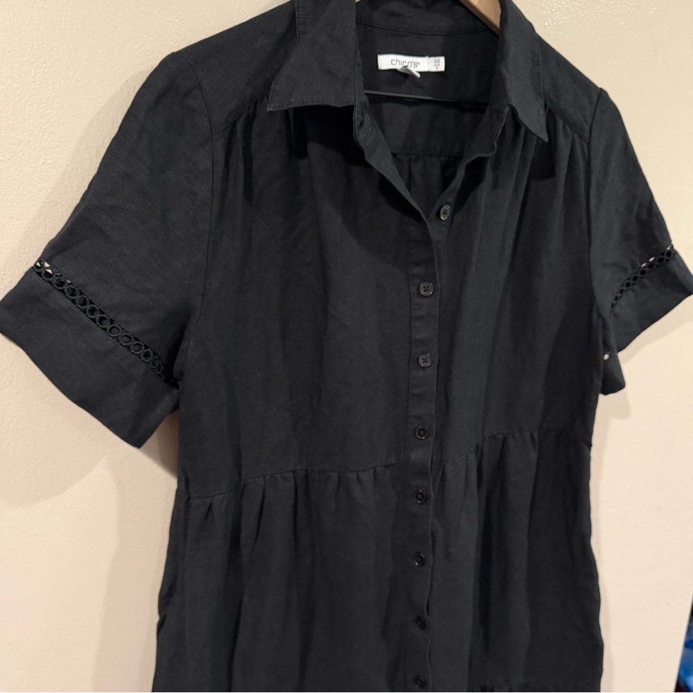 Chico's Black Button-Down Dress Size Medium Great Condition - Picture 9 of 15